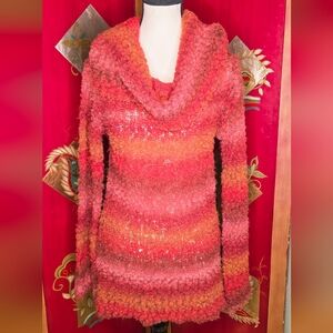 🔥HINGE🔥 Red and Orange Cowl Neck Sweater| M| EUC